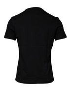 Schwarzes Baumwoll-T-Shirt mit Medusa-Print und Rundhalsausschnitt