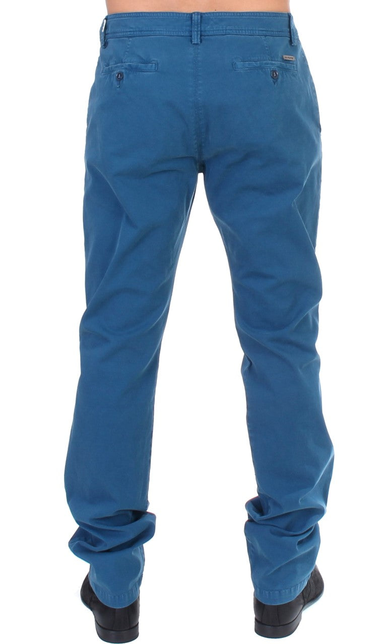 Blaue Chino aus Baumwolle mit geradem Bein