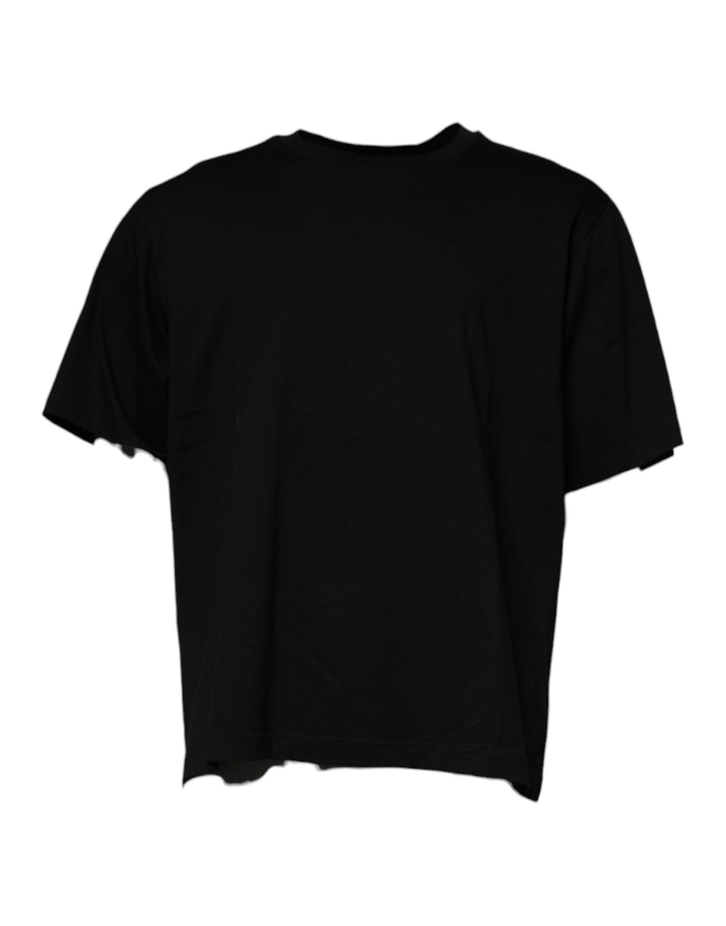 Schwarzes Rundhals-T-Shirt mit kurzen Ärmeln