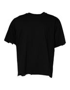 Schwarzes Rundhals-T-Shirt mit kurzen Ärmeln