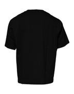 Schwarzes Rundhals-T-Shirt mit kurzen Ärmeln