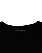 Schwarzes Rundhals-T-Shirt mit kurzen Ärmeln