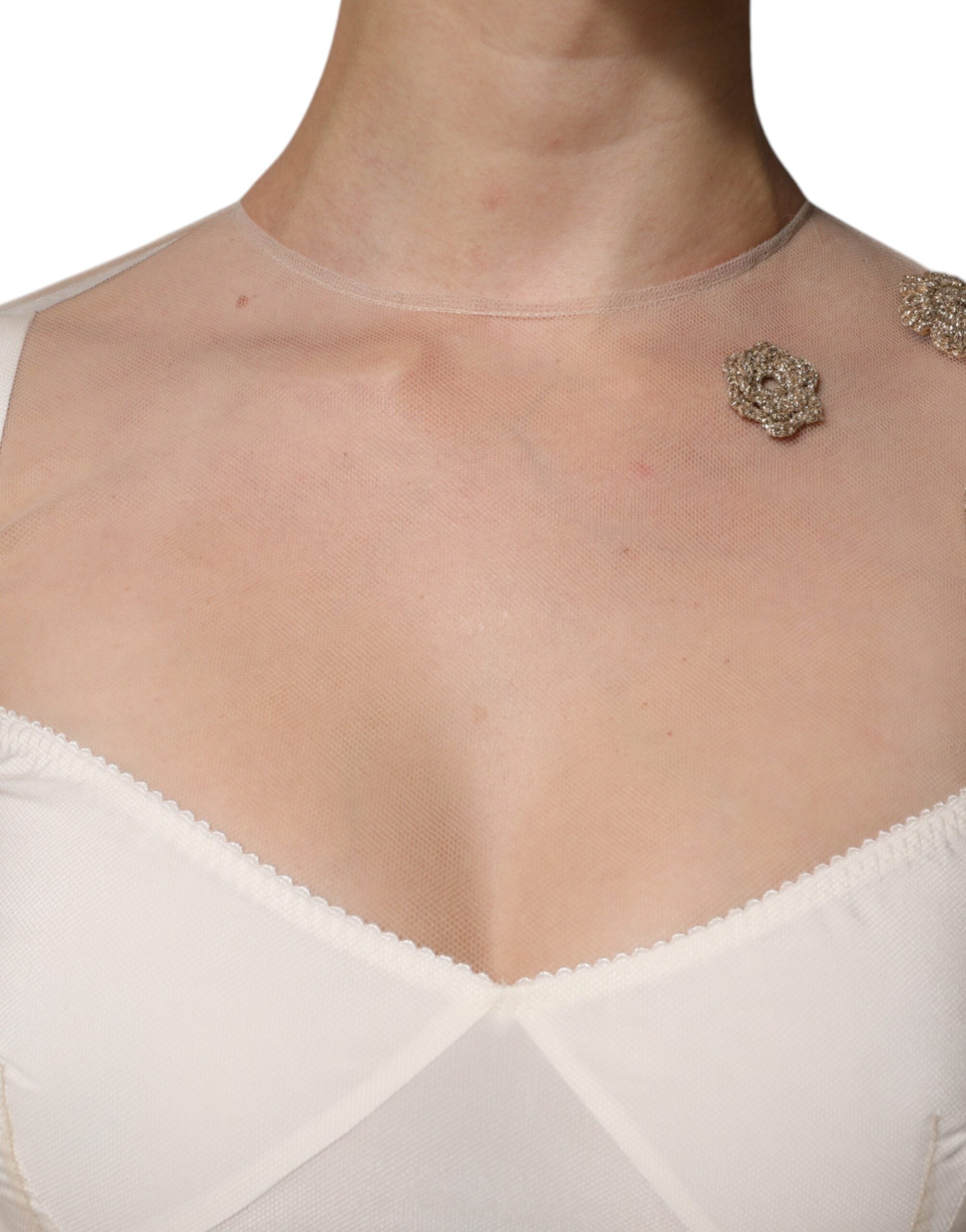 Weißes transparentes Tüll-Bustier-Bodycon-Midikleid