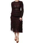 Black Red Polka Dot Silk Layered Midi Dress