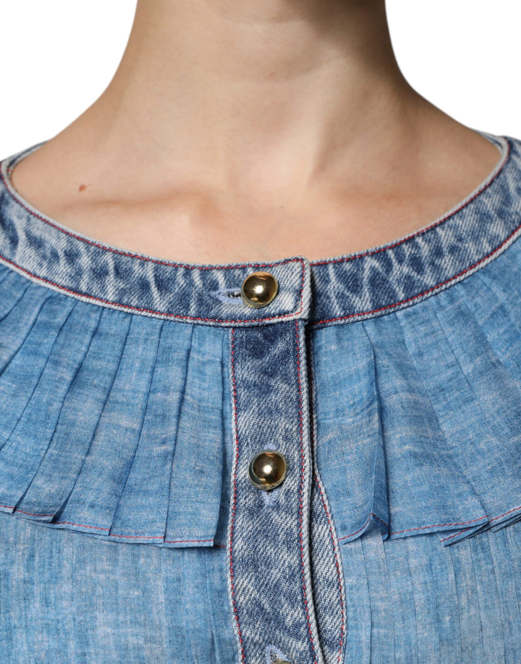 Vestito Lungo a Strati Blu a Maniche Lunghe