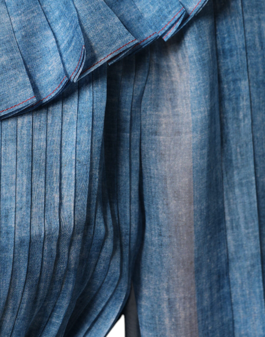 Vestito Lungo a Strati Blu a Maniche Lunghe
