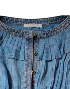 Vestito Lungo a Strati Blu a Maniche Lunghe