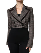 Braune karierte lange kurze Jacke