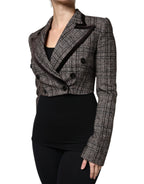 Braune karierte lange kurze Jacke