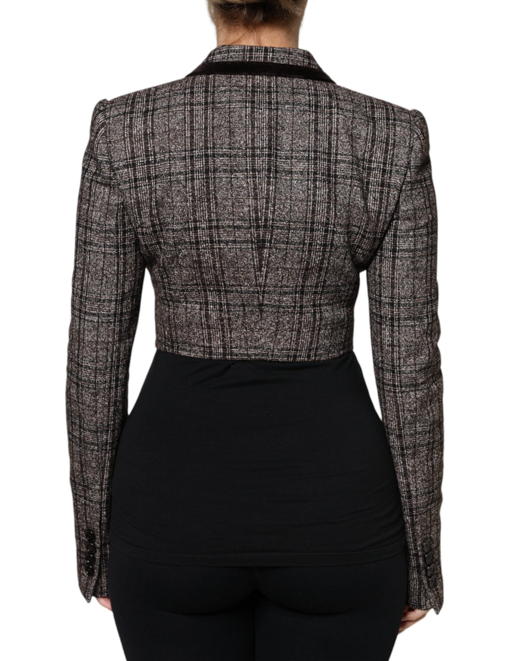 Braune karierte lange kurze Jacke
