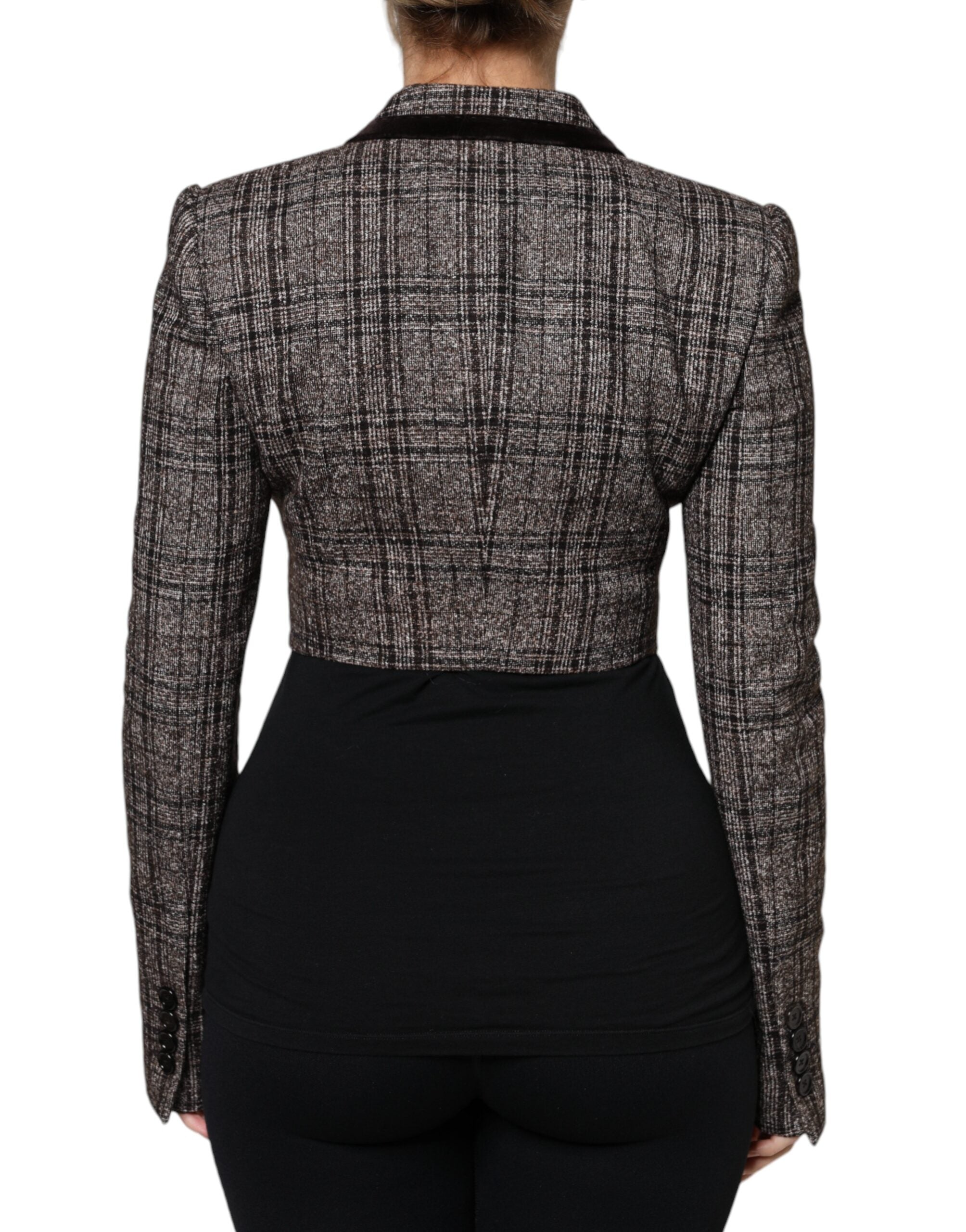 Braune karierte lange kurze Jacke