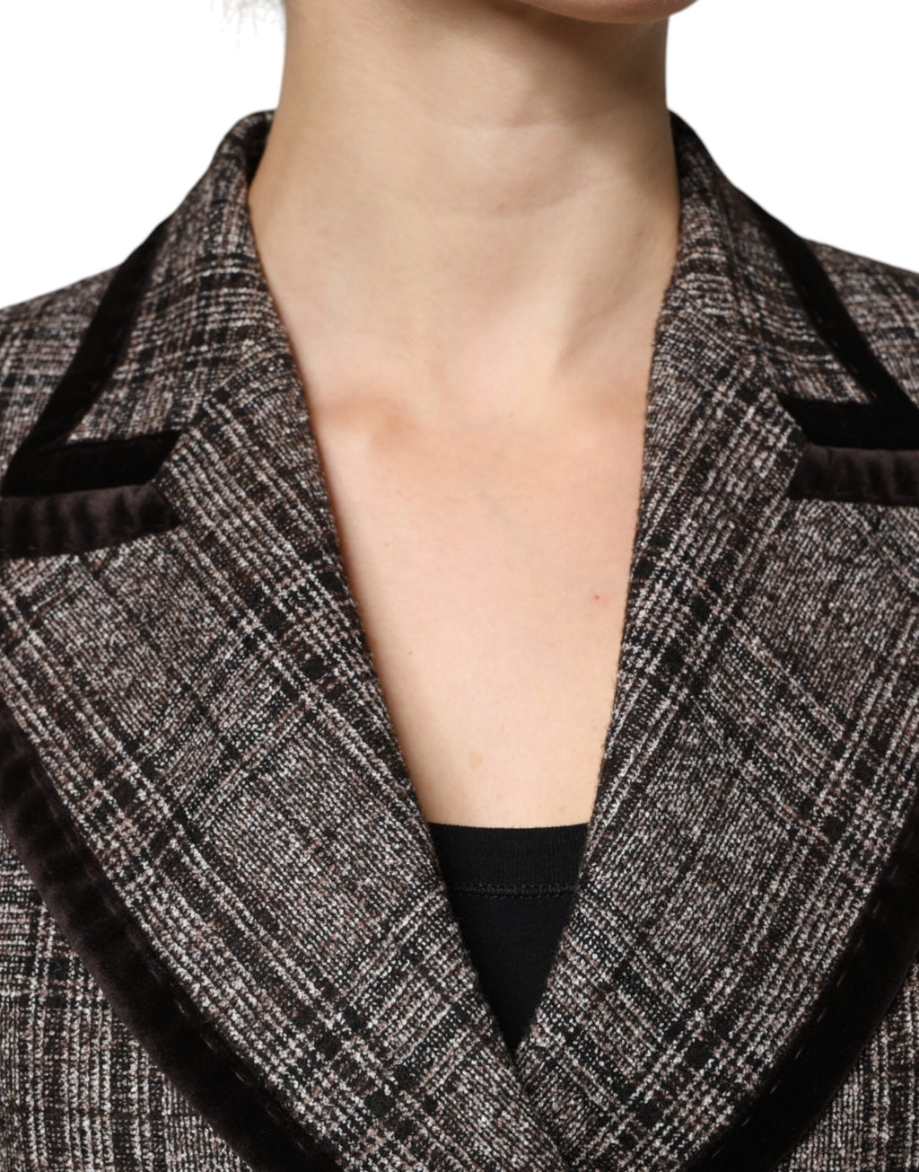 Braune karierte lange kurze Jacke