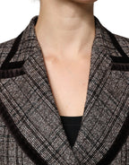 Braune karierte lange kurze Jacke