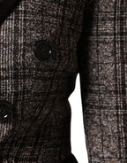 Braune karierte lange kurze Jacke