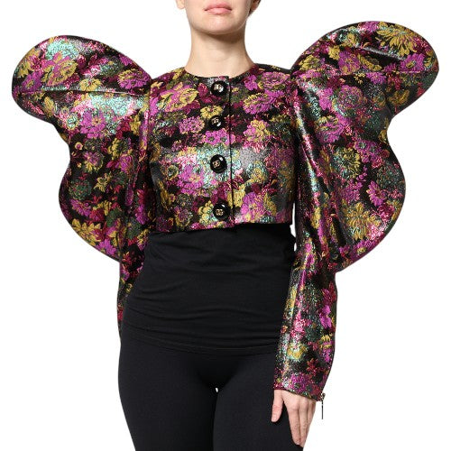 Mehrfarbige Blumen-Jacquard-Kurzjacke