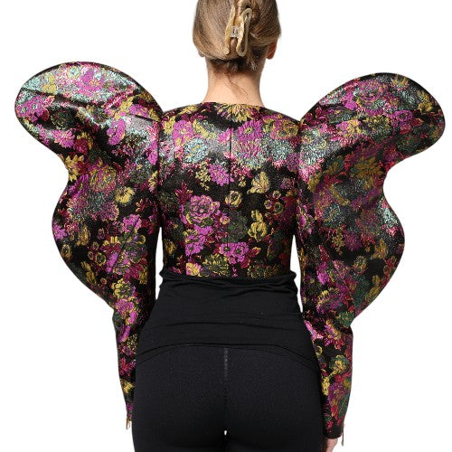Mehrfarbige Blumen-Jacquard-Kurzjacke