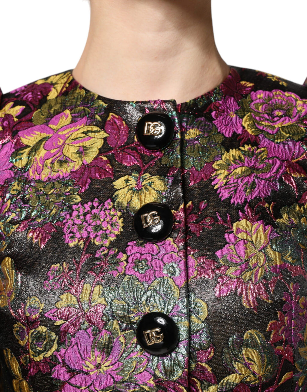 Mehrfarbige Blumen-Jacquard-Kurzjacke