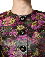 Mehrfarbige Blumen-Jacquard-Kurzjacke