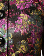 Mehrfarbige Blumen-Jacquard-Kurzjacke