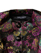 Mehrfarbige Blumen-Jacquard-Kurzjacke