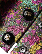 Mehrfarbige Blumen-Jacquard-Kurzjacke
