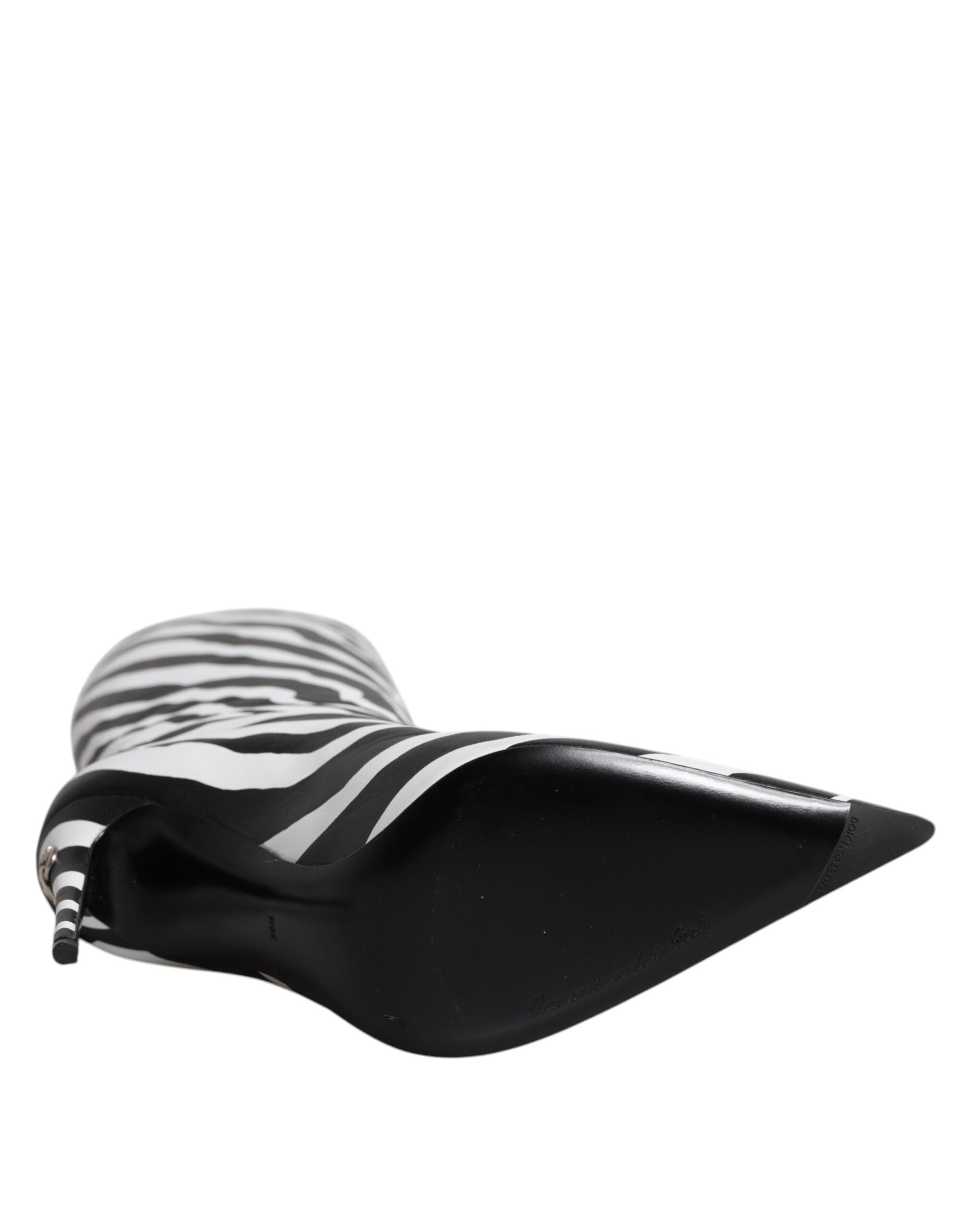Schwarze Weiße Zebra Absätze Overkneestiefel Schuhe