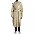 Trenchcoat-Jacke aus beigem Lammleder
