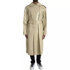 Trenchcoat-Jacke aus beigem Lammleder