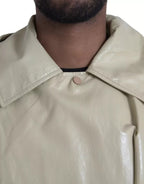 Trenchcoat-Jacke aus beigem Lammleder