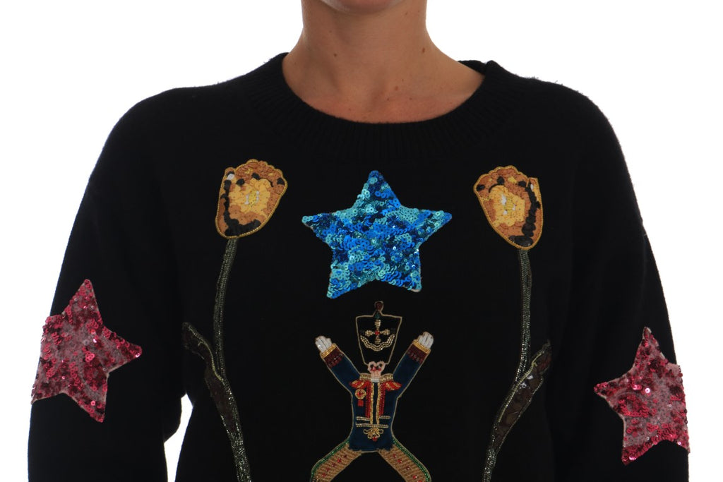 Fairy Tale Crystal schwarzer Kaschmirpullover