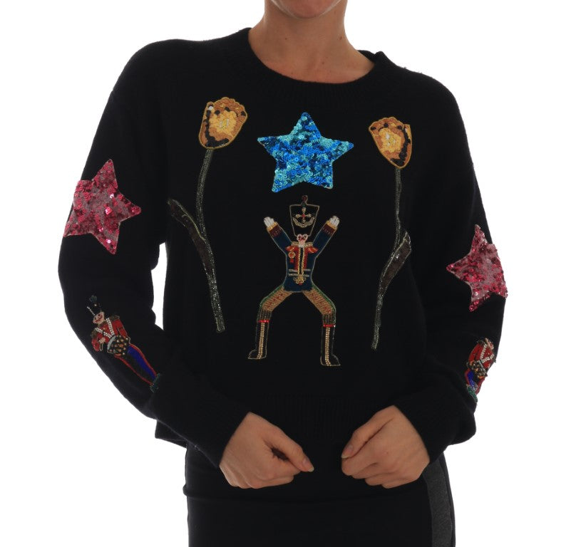 Fairy Tale Crystal schwarzer Kaschmirpullover