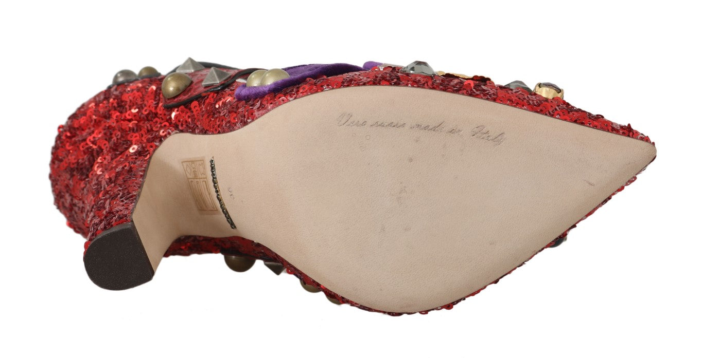 Rot Pailletten Kristall Nieten High Heels Schuhe