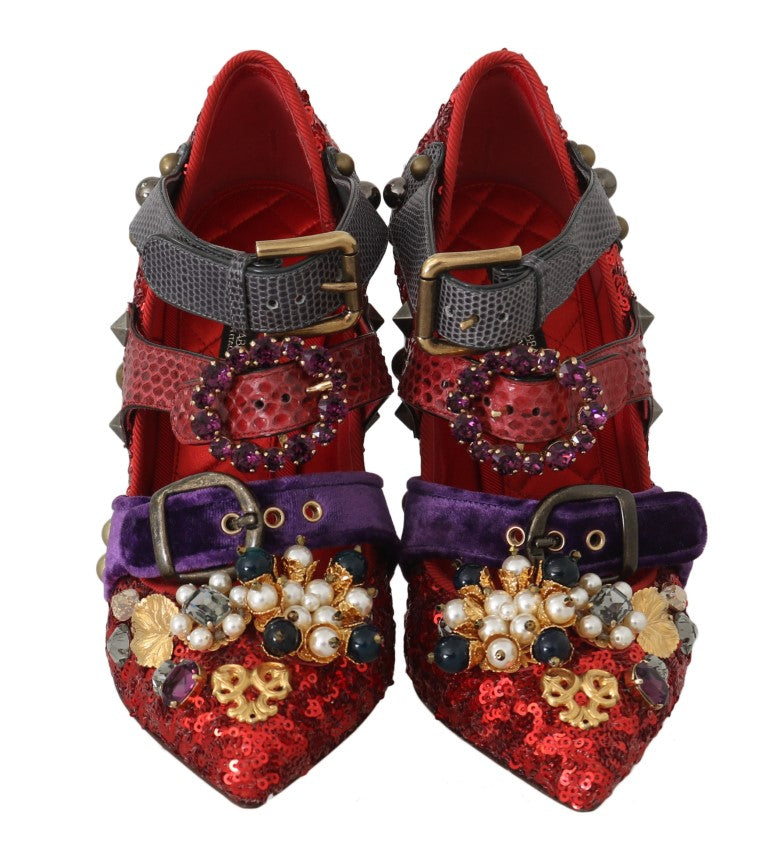 Rot Pailletten Kristall Nieten High Heels Schuhe