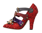 Rot Pailletten Kristall Nieten High Heels Schuhe