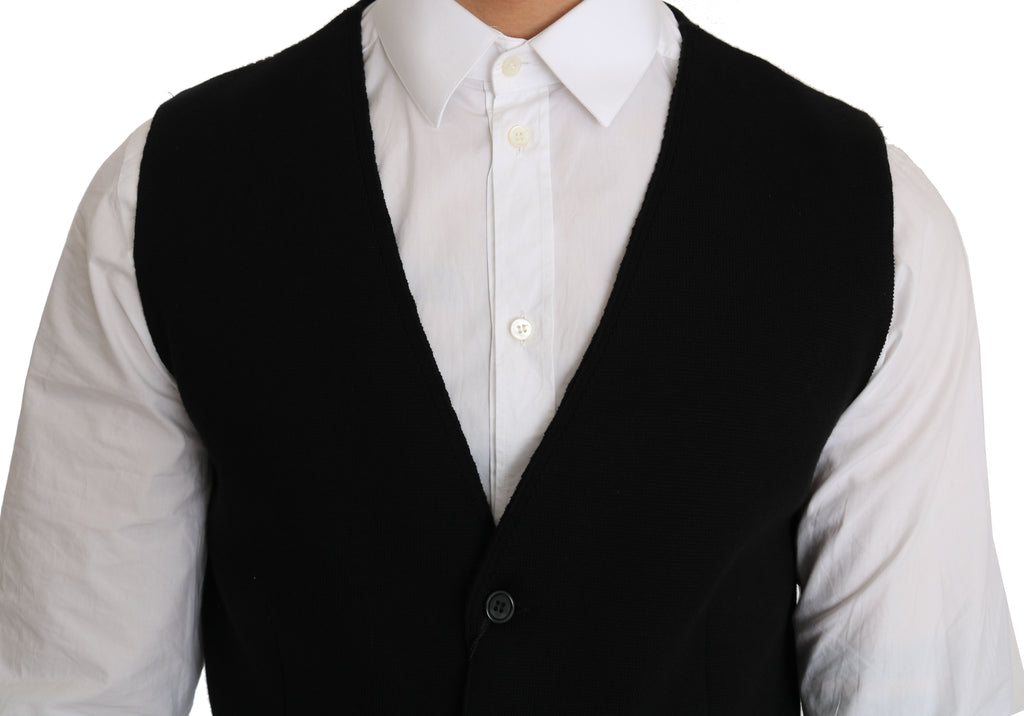 Schwarzes Baumwollkleid Gewebte Weste