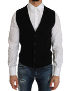 Schwarzes Baumwollkleid Gewebte Weste