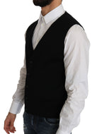 Schwarzes Baumwollkleid Gewebte Weste