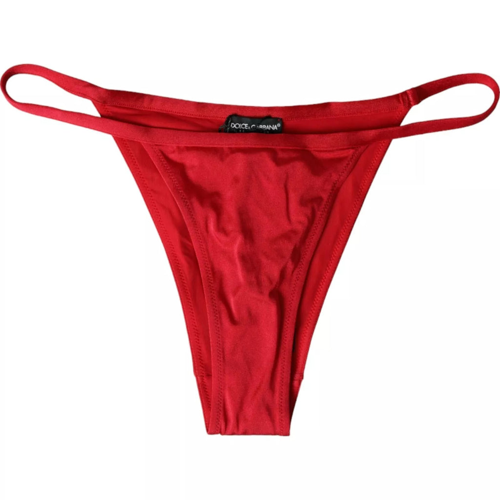 Roter Bikiniunterteil aus dehnbarem Nylon für Strand- und Bademode