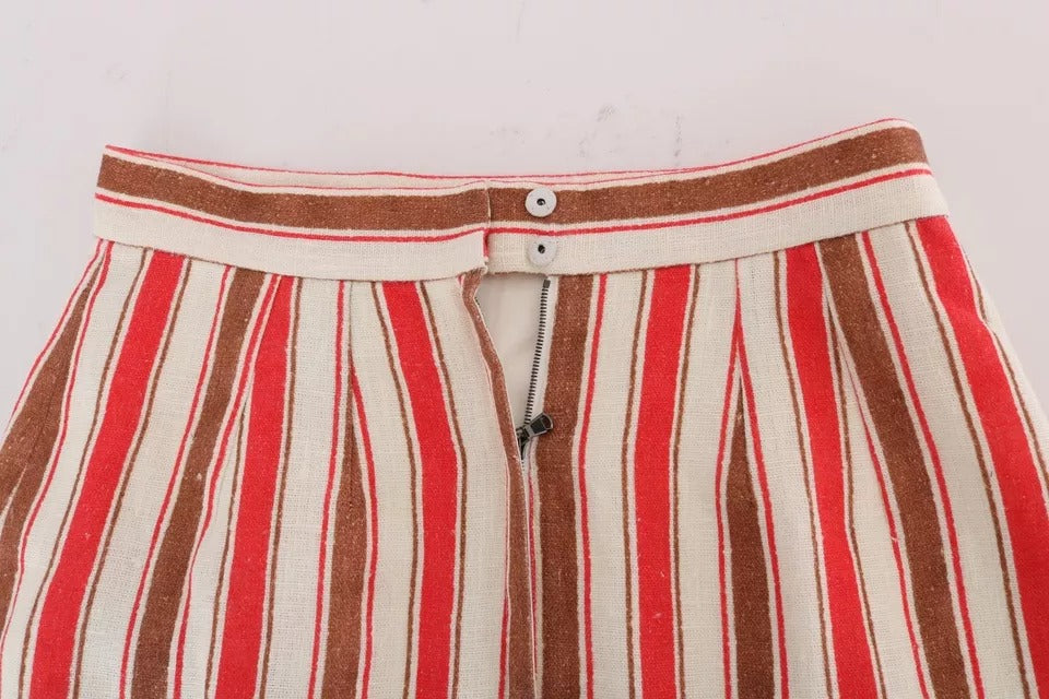 Multicolor Portofino Streifen Baumwoll-Midirock