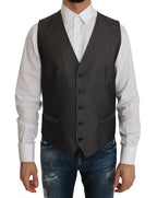 Grauer zweiteiliger Anzug mit Weste und Blazer