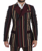 Multicolor Striped Runway 3 Piece Slim Fit Vest Suit
