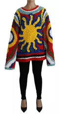 Mehrfarbige Rüschenbluse/Top/Pullover mit Sonnenmotiv