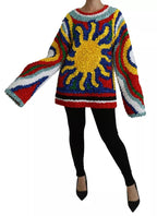 Mehrfarbige Rüschenbluse/Top/Pullover mit Sonnenmotiv