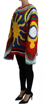 Mehrfarbige Rüschenbluse/Top/Pullover mit Sonnenmotiv
