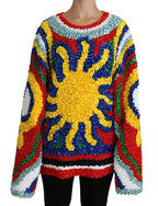 Mehrfarbige Rüschenbluse/Top/Pullover mit Sonnenmotiv