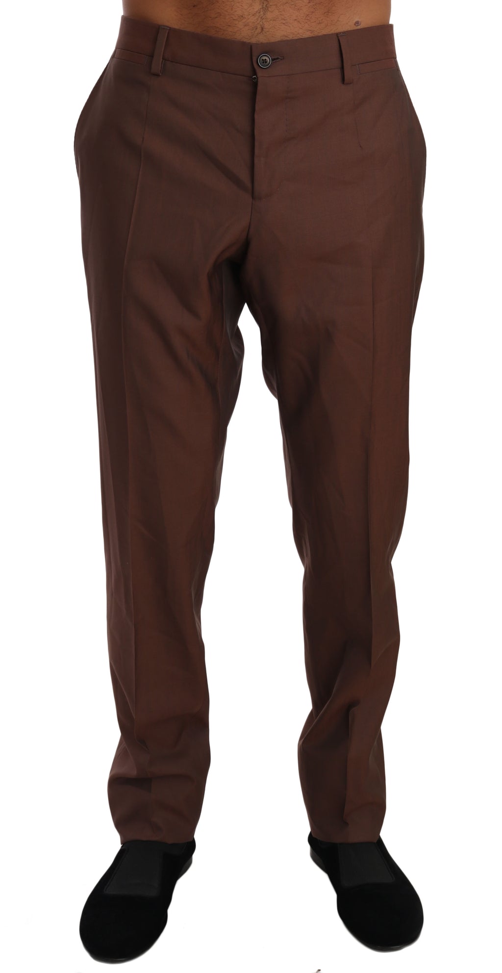 Brown Wool Silk Formal Trousers