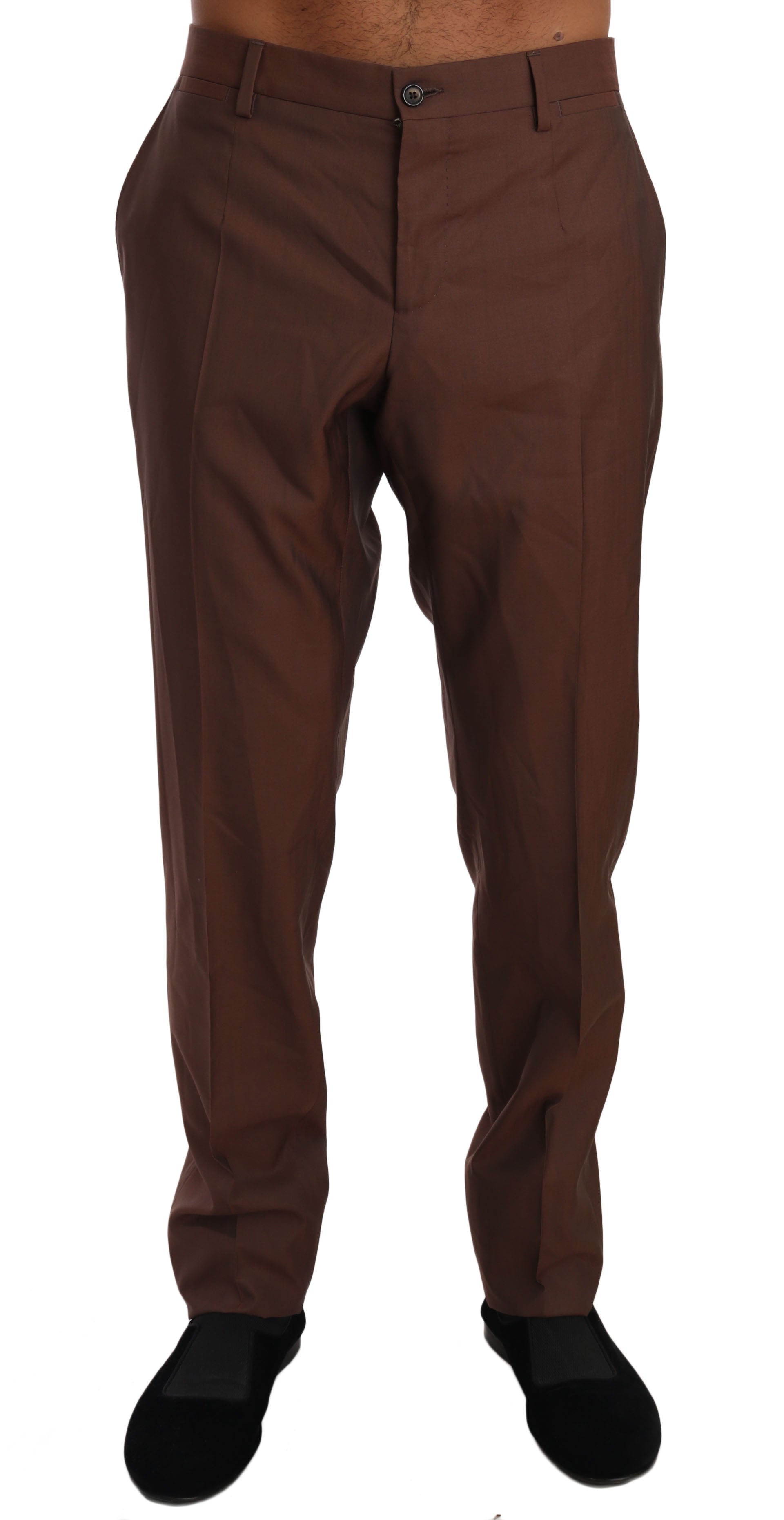 Brown Wool Silk Formal Trousers