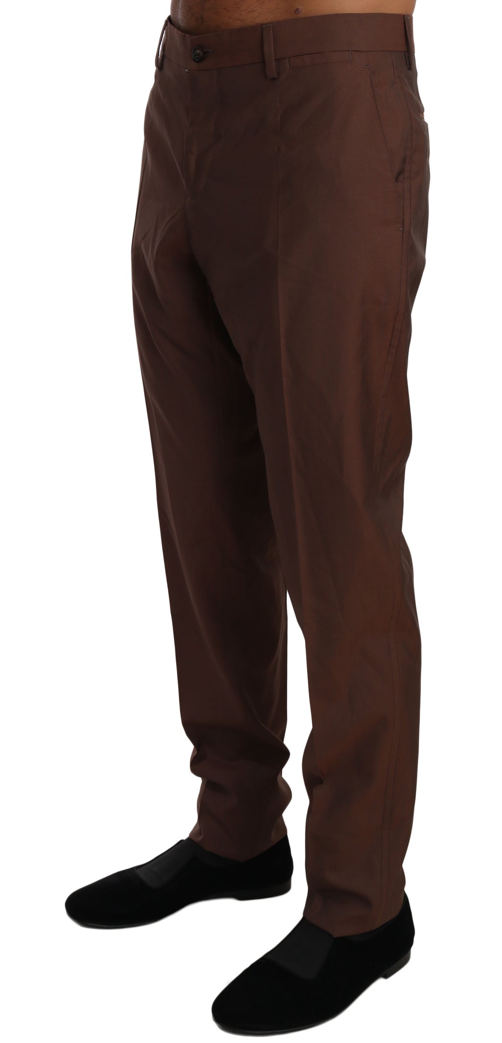 Brown Wool Silk Formal Trousers