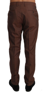 Brown Wool Silk Formal Trousers