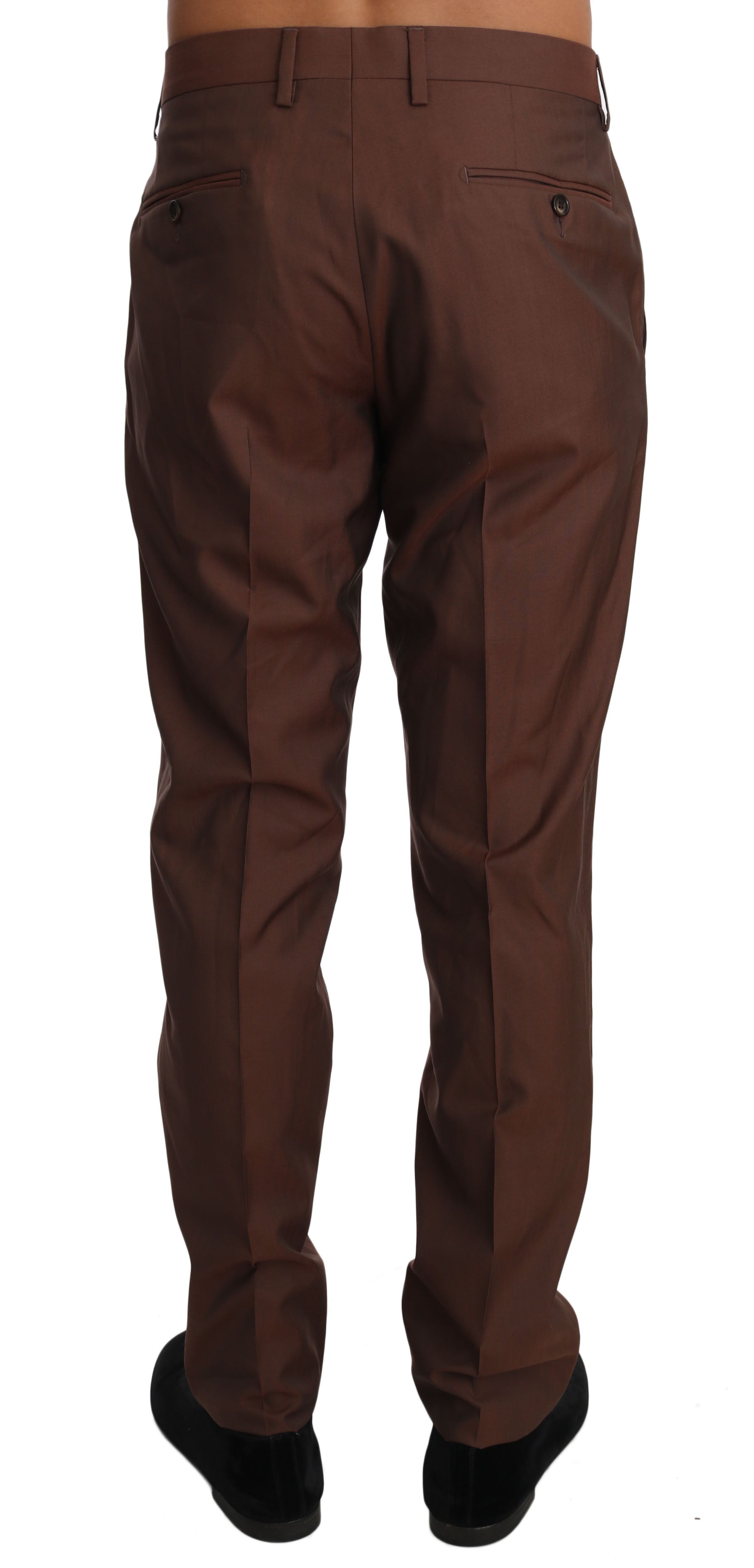 Brown Wool Silk Formal Trousers